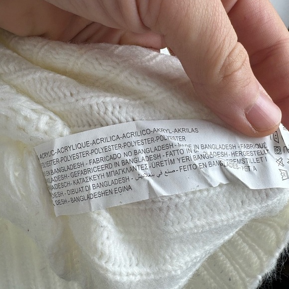 Zara Women's Cozy Fall Christmas Knit Sweater Ivory Bubble Long Sleeve XL NWOT - Picture 7 of 8